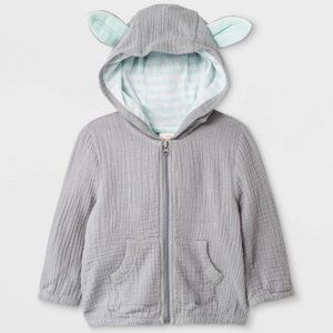 Baby Boys' Gauze Bunny Hoodie - Cat & Jack™ Gray